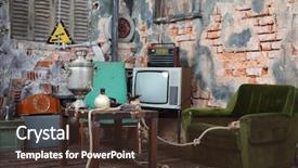  Presentation with old house - Cool new theme with old armchair television radio backdrop and a tawny brown colored foreground