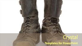  Presentation with combat boots - Beautiful theme featuring old army combat boots backdrop and a violet colored foreground