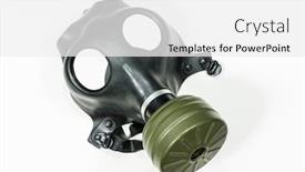  Presentation with army - Audience pleasing PPT layouts consisting of old-army-surplus-gas-mask backdrop and a white colored foreground