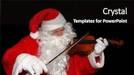  Presentation with santa claus and reindeers - PPT layouts having old art - santa claus plays the violin background and a black colored foreground