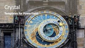  Presentation with prague astronomical clock - Beautiful PPT theme featuring old astronomical clock in prague backdrop and a  colored foreground