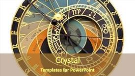  Presentation with prague astronomical clock - PPT layouts featuring old astronomical clock background and a red colored foreground