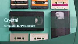  Presentation with audio video - Slide set with rewinding movie - set of old audio background and a ocean colored foreground