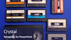  Presentation with audio video - Audience pleasing slide deck consisting of movie song - set of old audio backdrop and a navy blue colored foreground