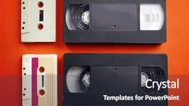  Presentation with audio video - Audience pleasing slide deck consisting of old audio and video backdrop and a tawny brown colored foreground