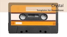  Presentation with cassette - Audience pleasing slide deck consisting of rewind - old audio cassette isolated backdrop and a yellow colored foreground