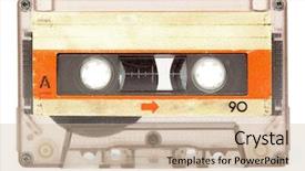  Presentation with audio tape - PPT theme enhanced with old audio cassette isolated background and a soft green colored foreground