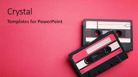  Presentation with old music - Audience pleasing slide set consisting of music box - old audio cassettes on red backdrop and a coral colored foreground