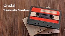  Presentation with audio - Presentation theme enhanced with old audio cassettes on wooden background and a tawny brown colored foreground