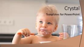  Presentation with toddler eating - Cool new presentation theme with old baby boy eating yoghurt backdrop and a mint green colored foreground