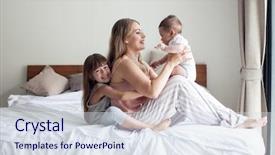  Presentation with mom baby - Slides enhanced with old baby dressed in pajama background and a sky blue colored foreground