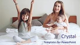  Presentation with mom baby - PPT layouts consisting of old baby dressed in pajamas background and a sky blue colored foreground