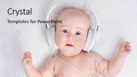  Presentation with old music - Presentation featuring old baby listening to music background and a light gray colored foreground