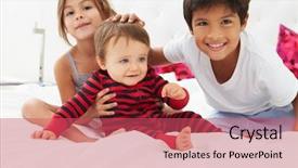  Presentation with together in christ - PPT layouts featuring old baby portrait - children sitting on bed background and a red colored foreground
