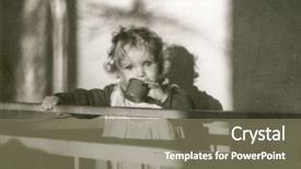  Presentation with fifties - Beautiful presentation theme featuring old baby portrait - vintage photo of little girl backdrop and a  colored foreground