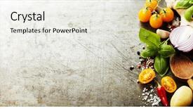  Presentation with free food - Colorful PPT layouts enhanced with old background vegetarian food backdrop and a white colored foreground