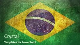  Presentation with bad - Slide set enhanced with old bad history - grunge flag of brasil background and a forest green colored foreground