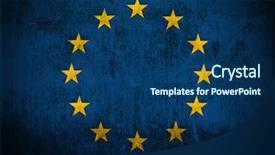  Presentation with europe history - PPT layouts enhanced with old bad history - grunge flag of europe union background and a ocean colored foreground