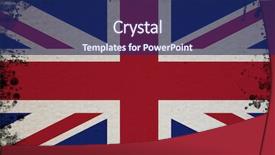  Presentation with flag - Colorful PPT theme enhanced with old bad history - spotted flag of uk flag backdrop and a navy blue colored foreground