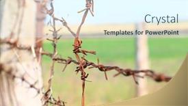  Presentation with sky blue - Beautiful presentation featuring old-barbwire-against-blue-sky backdrop and a cool aqua colored foreground