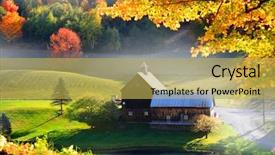  Presentation with fall foliage - Amazing PPT layouts having old barn in vermont rural backdrop and a yellow colored foreground