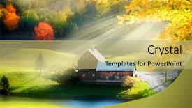  Presentation with light rays - Colorful slide deck enhanced with old barn near woodstock vermont backdrop and a yellow colored foreground