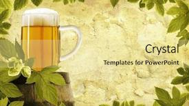  Presentation with old west vintage compass - PPT theme enhanced with old barrel and hop plant background and a blonde colored foreground