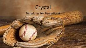  Presentation with vintage baseball - Presentation design with old baseball bat with ball background and a coral colored foreground