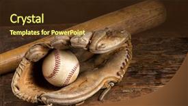  Presentation with vintage baseball - Slides enhanced with old baseball bat with ball background and a tawny brown colored foreground