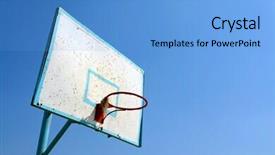  Presentation with basketball blue - Beautiful PPT theme featuring old basketball hoop on clear blue sky backdrop and a light blue colored foreground