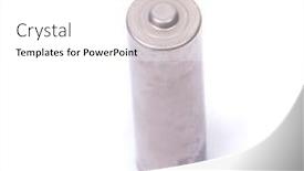  Presentation with battery - Cool new slide deck with old-battery-isolated-over-white backdrop and a white colored foreground