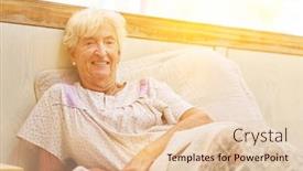  Presentation with bedridden patient - Presentation design enhanced with old-bedridden-woman-lying background and a lemonade colored foreground
