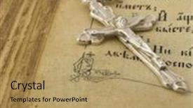  Presentation with old bible - Audience pleasing presentation consisting of old bible and silver cross backdrop and a coral colored foreground