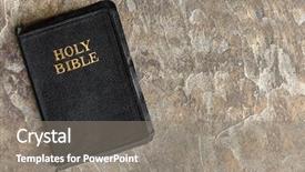  Presentation with closed - Theme with old bible closed top view background and a gray colored foreground
