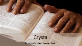  Presentation with old bible - Theme with old bibles - hands and bible special toned background and a coral colored foreground