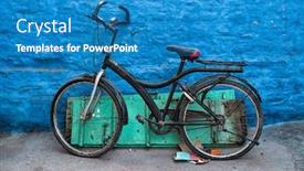  Presentation with old house - Theme consisting of old-bicycle-at-the-wall background and a teal colored foreground