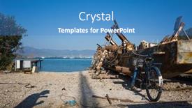  Presentation with blue sky - Slides enhanced with old-bicycle-is-leaning-against background and a teal colored foreground