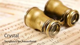 Presentation with opera - Colorful PPT theme enhanced with old binoculars on music notes backdrop and a lemonade colored foreground