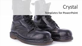 Presentation with leather - Beautiful presentation design featuring old black leather work boots backdrop and a white colored foreground