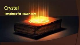  Presentation with magic book - Presentation featuring old black magic book with lights on pages background and a tawny brown colored foreground