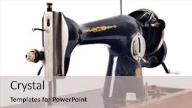  Presentation with sewing machine - Colorful slides enhanced with old black sewing machine backdrop and a soft green colored foreground