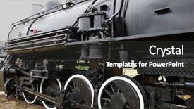  Presentation with steam train - Beautiful theme featuring old black steam locomotive train backdrop and a dark gray colored foreground
