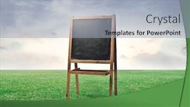  Presentation with blackboard - PPT theme having old-blackboard-on-a-green background and a light blue colored foreground