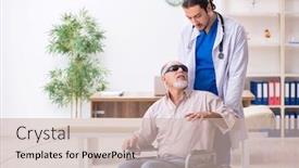  Presentation with old man - Beautiful slide deck featuring old-blind-man-visiting-young backdrop and a soft green colored foreground