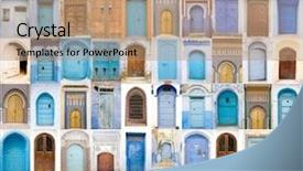  Presentation with morocco - Amazing slides having old blue and golden door backdrop and a coral colored foreground