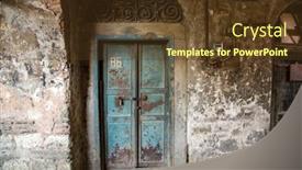  Presentation with blue design - Beautiful slide deck featuring old-blue-door backdrop and a tawny brown colored foreground