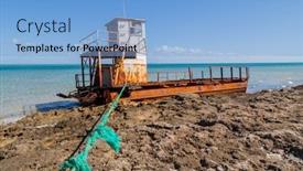  Presentation with boat - Cool new PPT theme with old-boat-at-magaruque-island backdrop and a light blue colored foreground