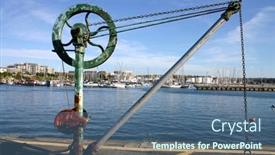  Presentation with hoist - Slide set enhanced with old-boat-hoist-plymouth-uk background and a ocean colored foreground