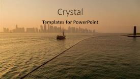  Presentation with islamic art - Slide deck featuring old-boat-leaving-the-port background and a coral colored foreground