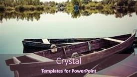  Presentation with boat river - Audience pleasing slide deck consisting of old boat on the river backdrop and a tawny brown colored foreground